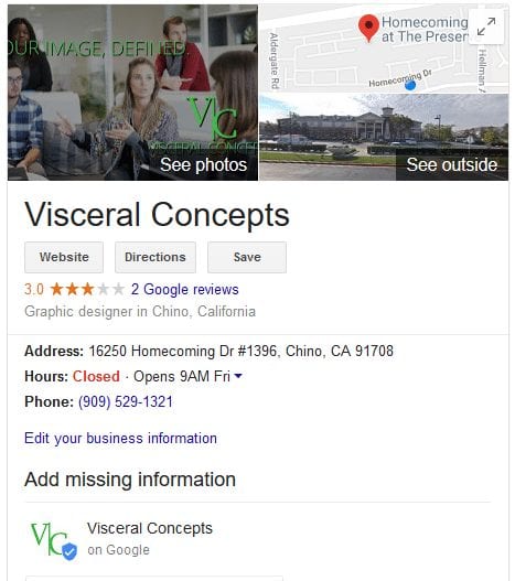 You could have a box like this show up in search results for your company.